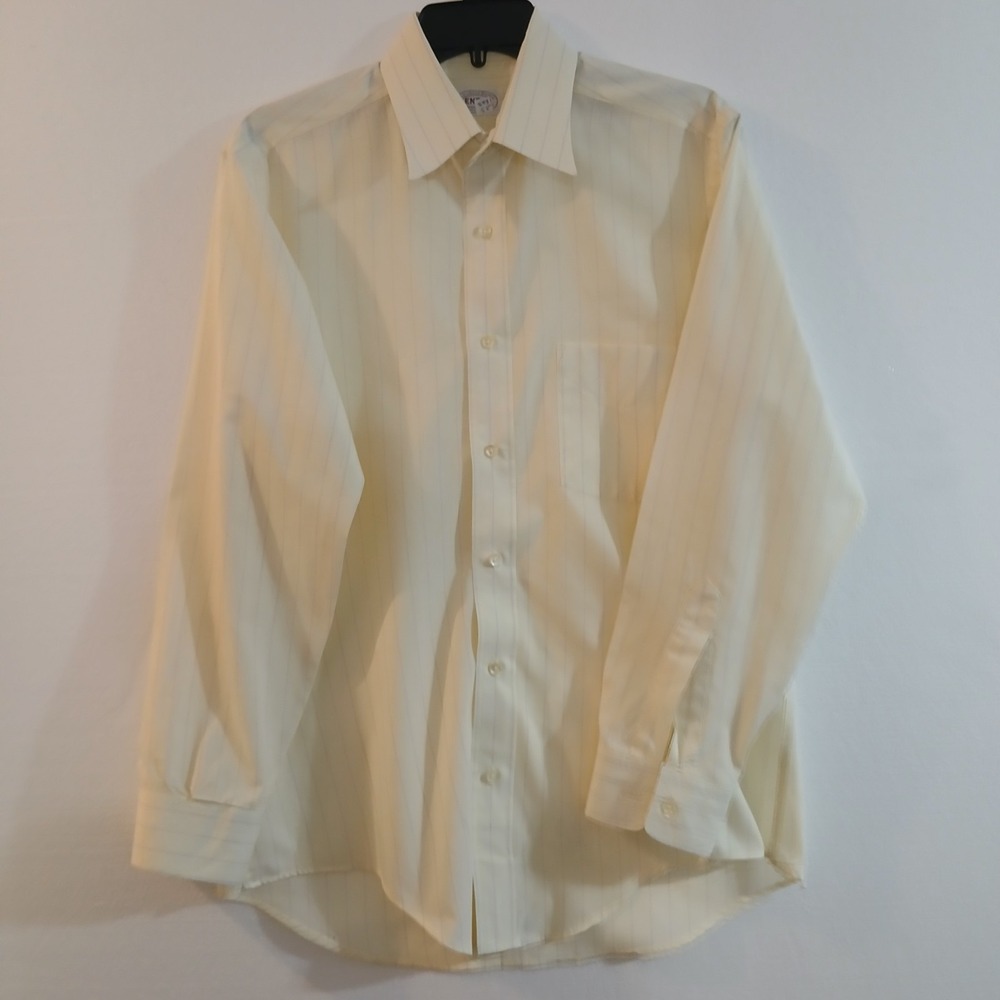Enro Vntg Men Shirt Long Sleeve Pale Yellow Winslow Collection Sz 151/2